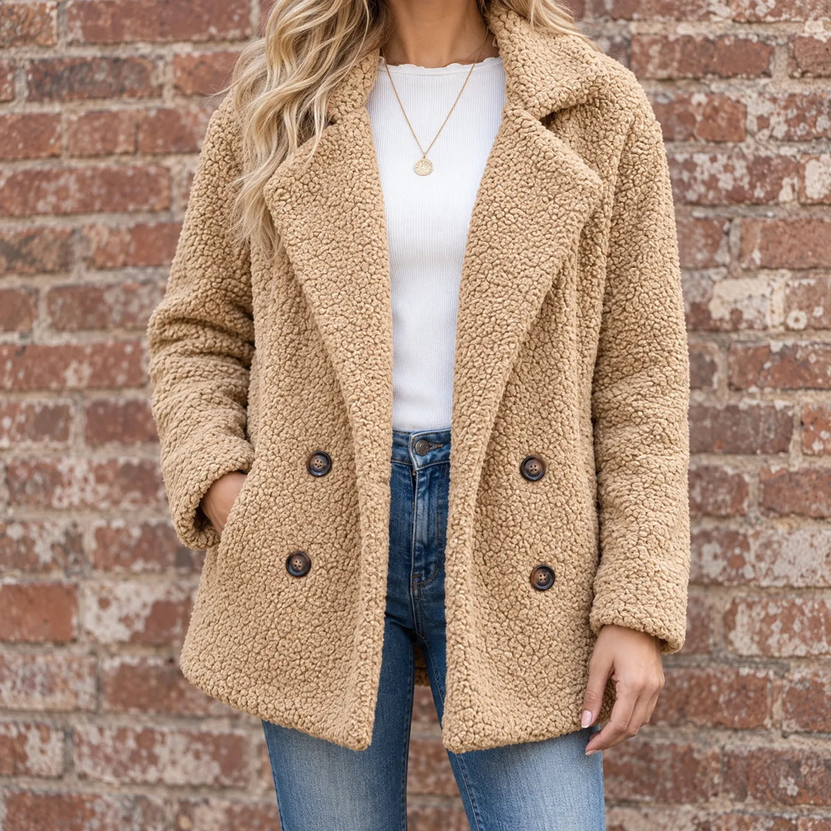 Fendura - Women's Textured Teddy Bear Coat