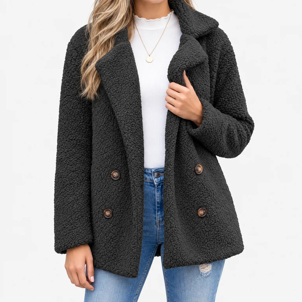 Fendura - Women's Textured Teddy Bear Coat