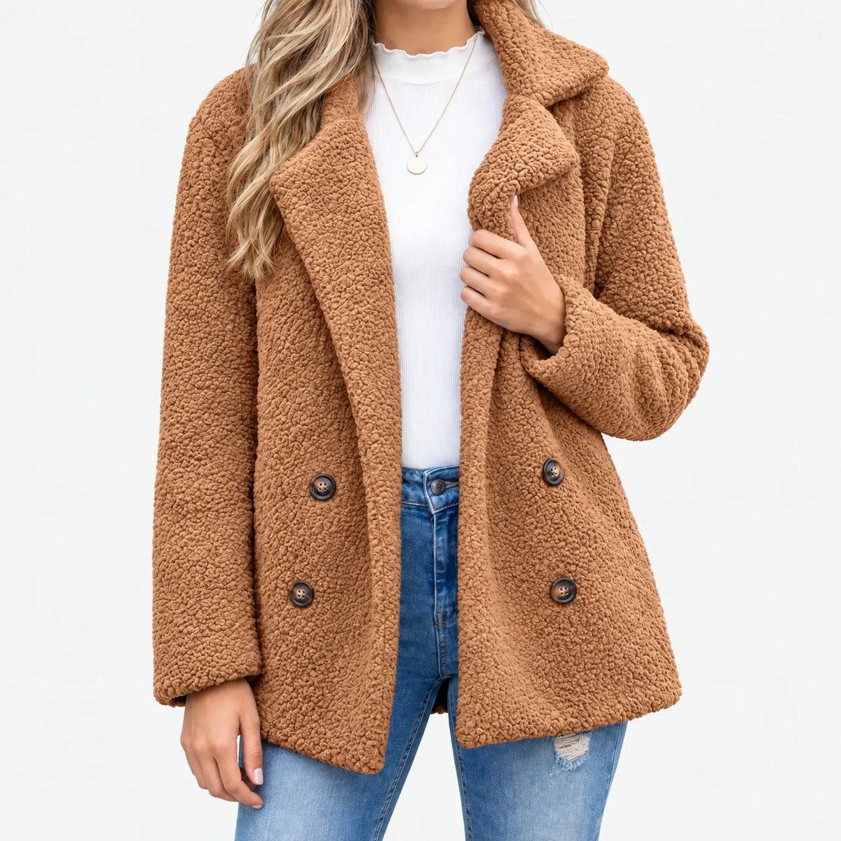 Fendura - Women's Textured Teddy Bear Coat
