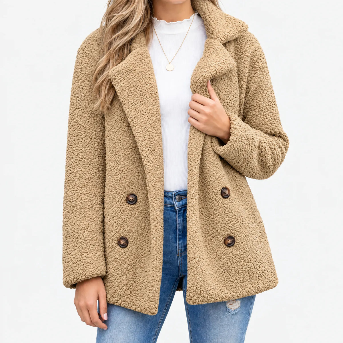 Fendura - Women's Textured Teddy Bear Coat