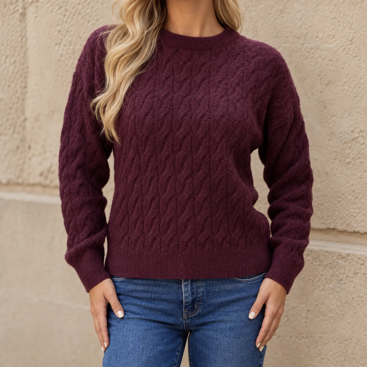 Kintara - Women's Textured Cable Knit Jumper