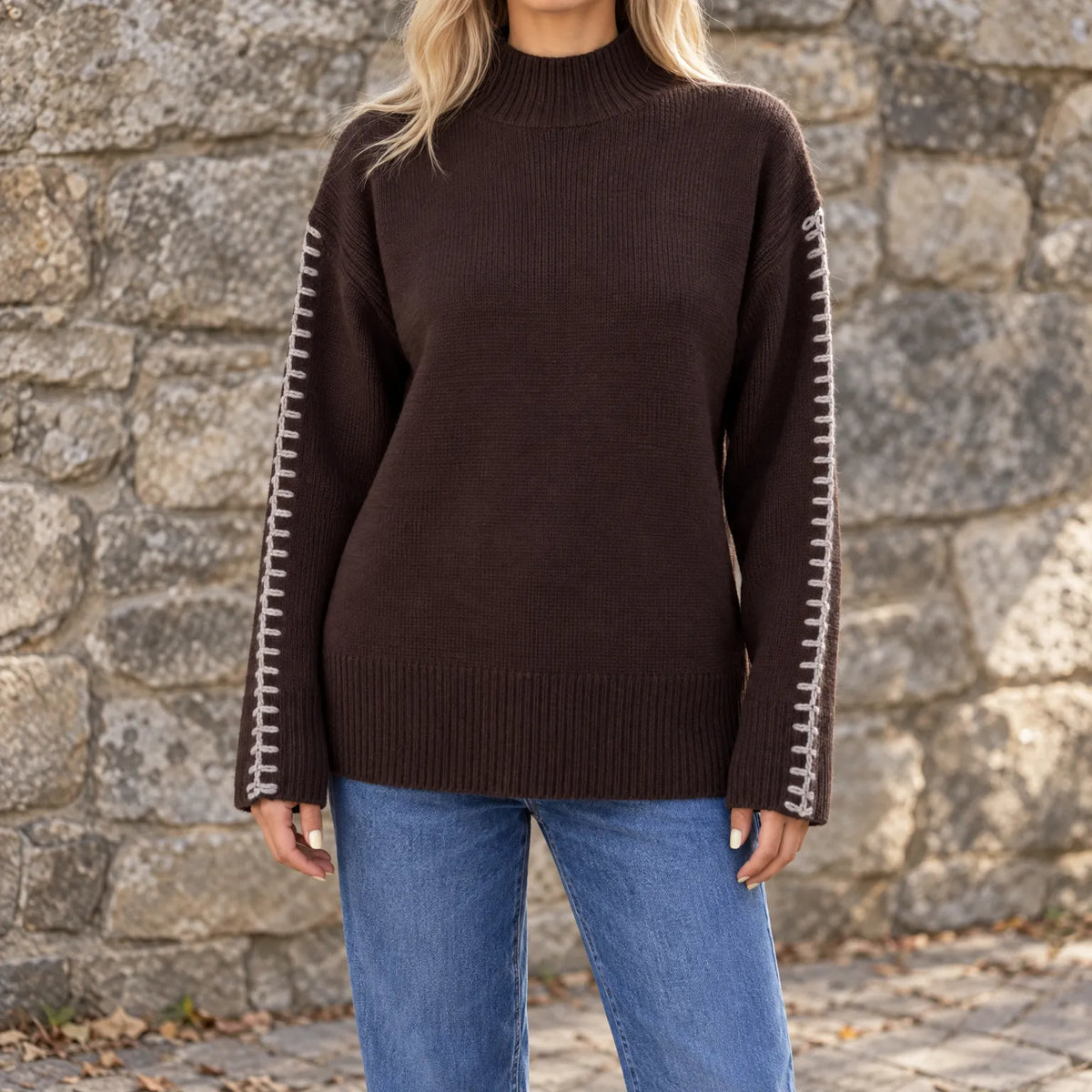 Knittra - Mock Neck Knitted Jumper