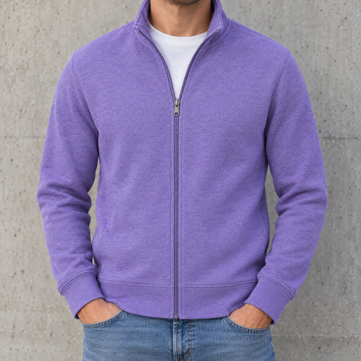 Loxon - Men's Full Zip Standing Collar Sweatshirt