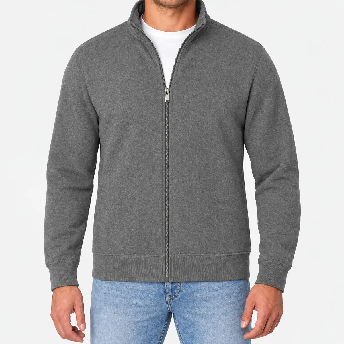 Loxon - Men's Full Zip Standing Collar Sweatshirt