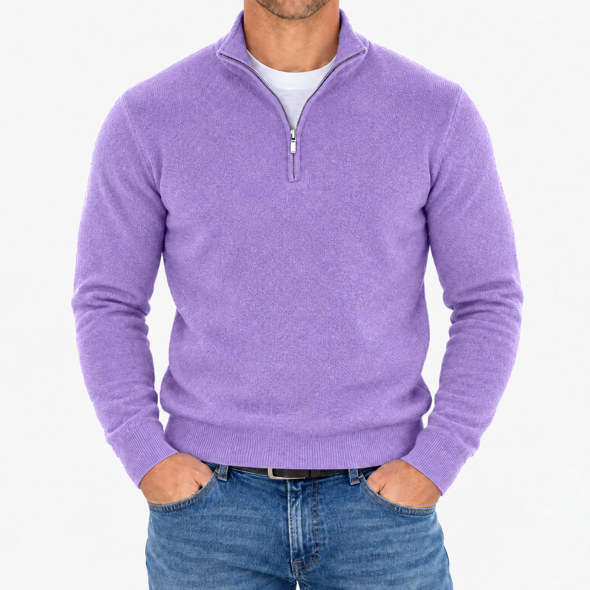 Lumato - Men's Quarter Zip Knit Jumper