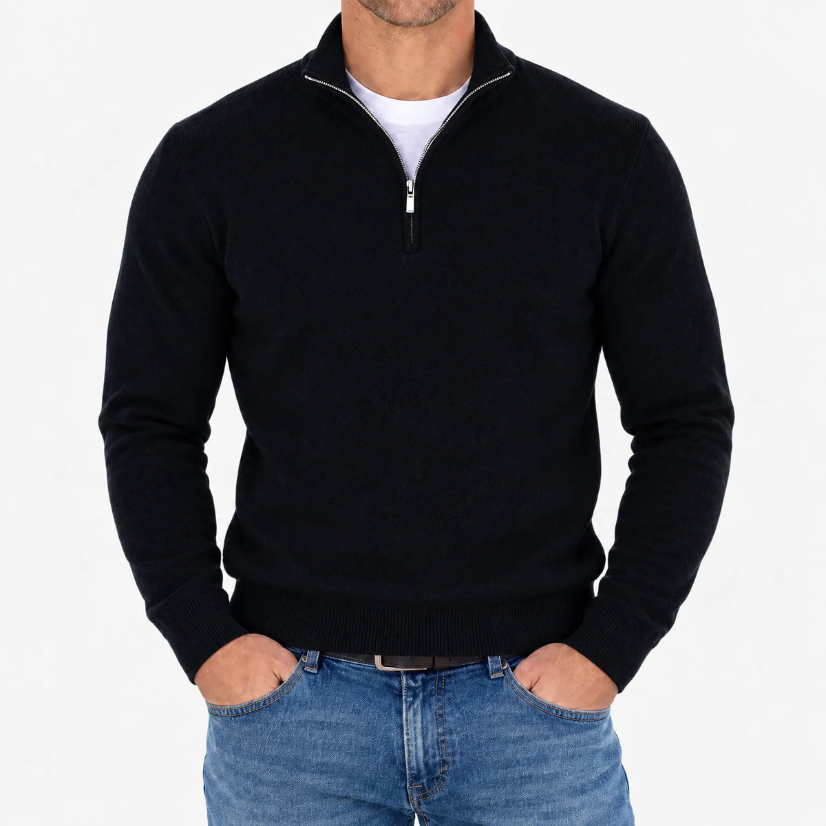 Lumato - Men's Quarter Zip Knit Jumper