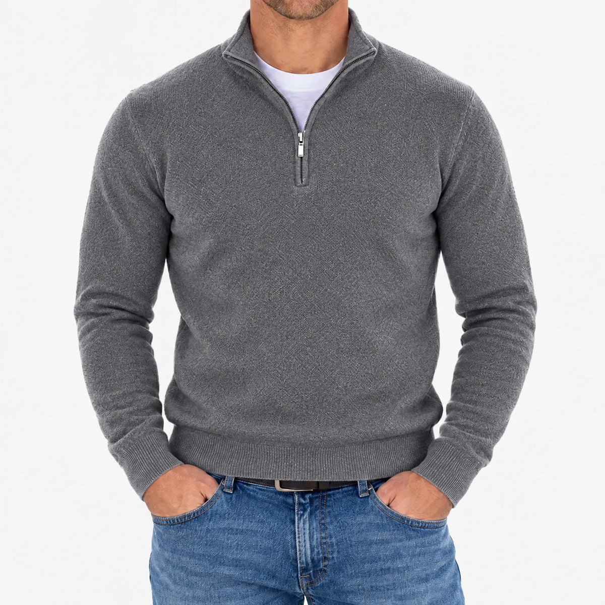 Lumato - Men's Quarter Zip Knit Jumper