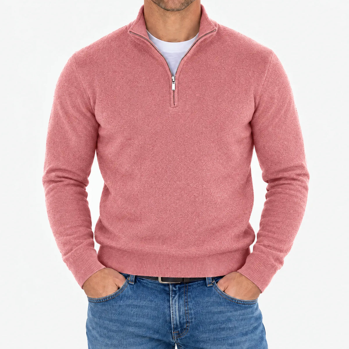 Lumato - Men's Quarter Zip Knit Jumper