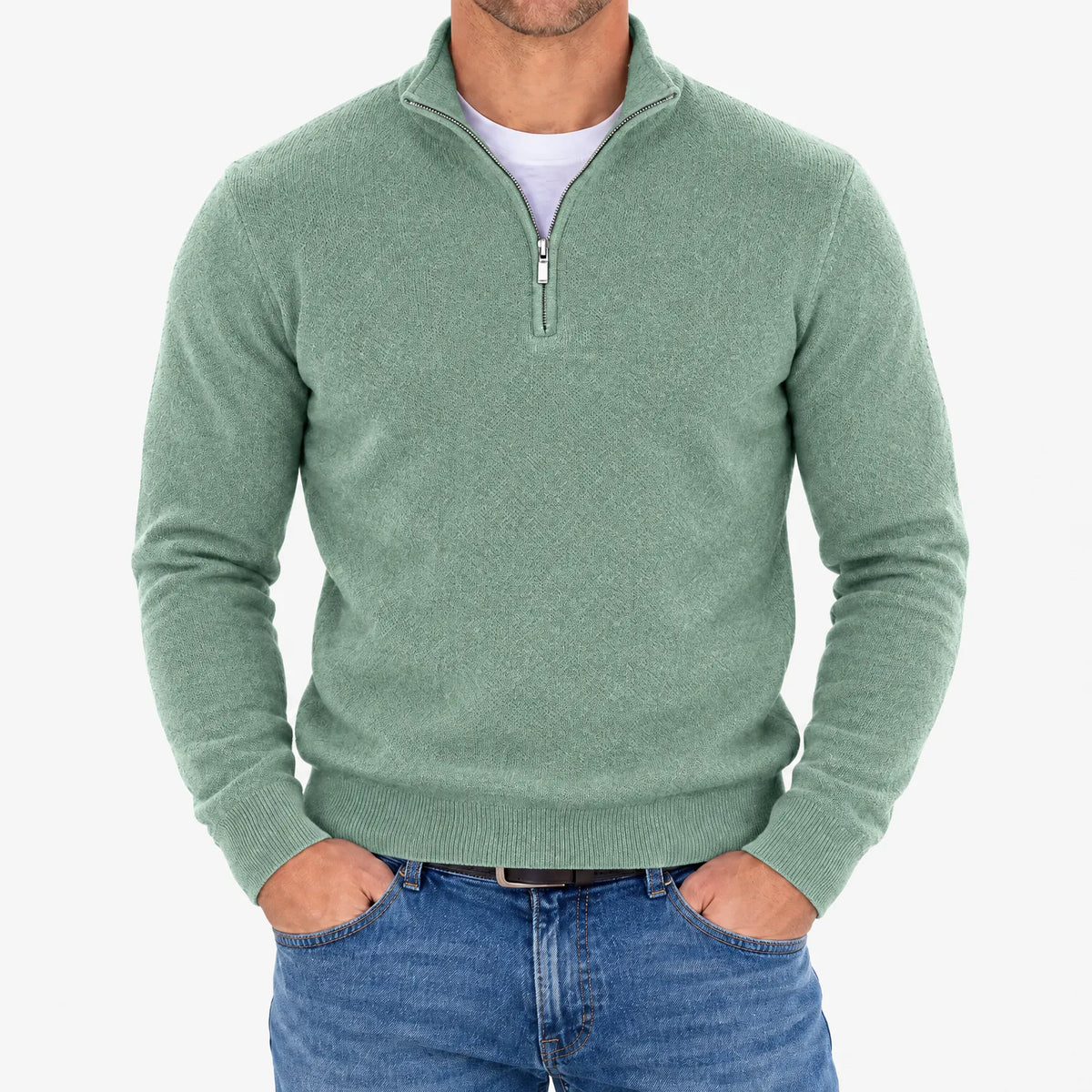 Lumato - Men's Quarter Zip Knit Jumper