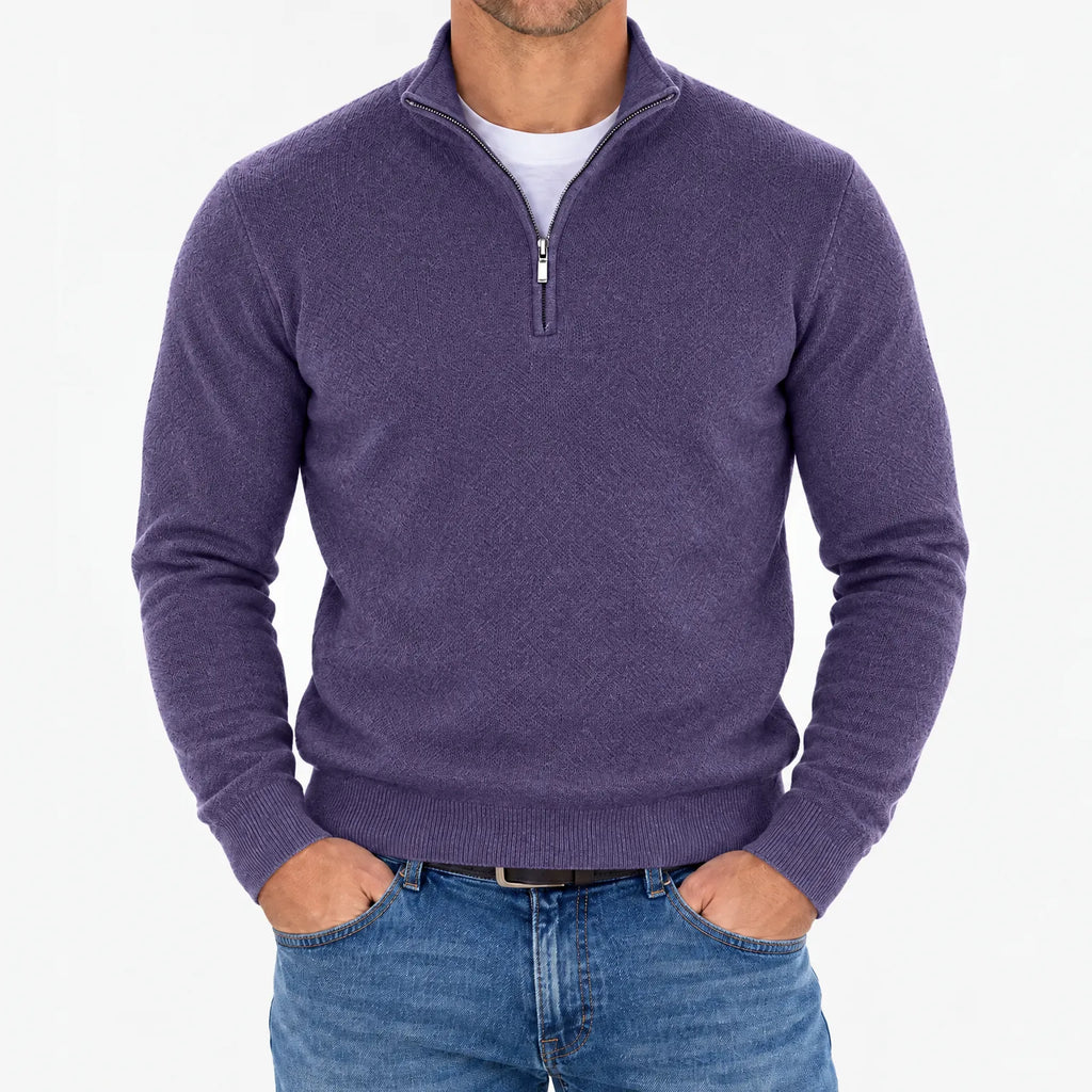 Lumato - Men's Quarter Zip Knit Jumper
