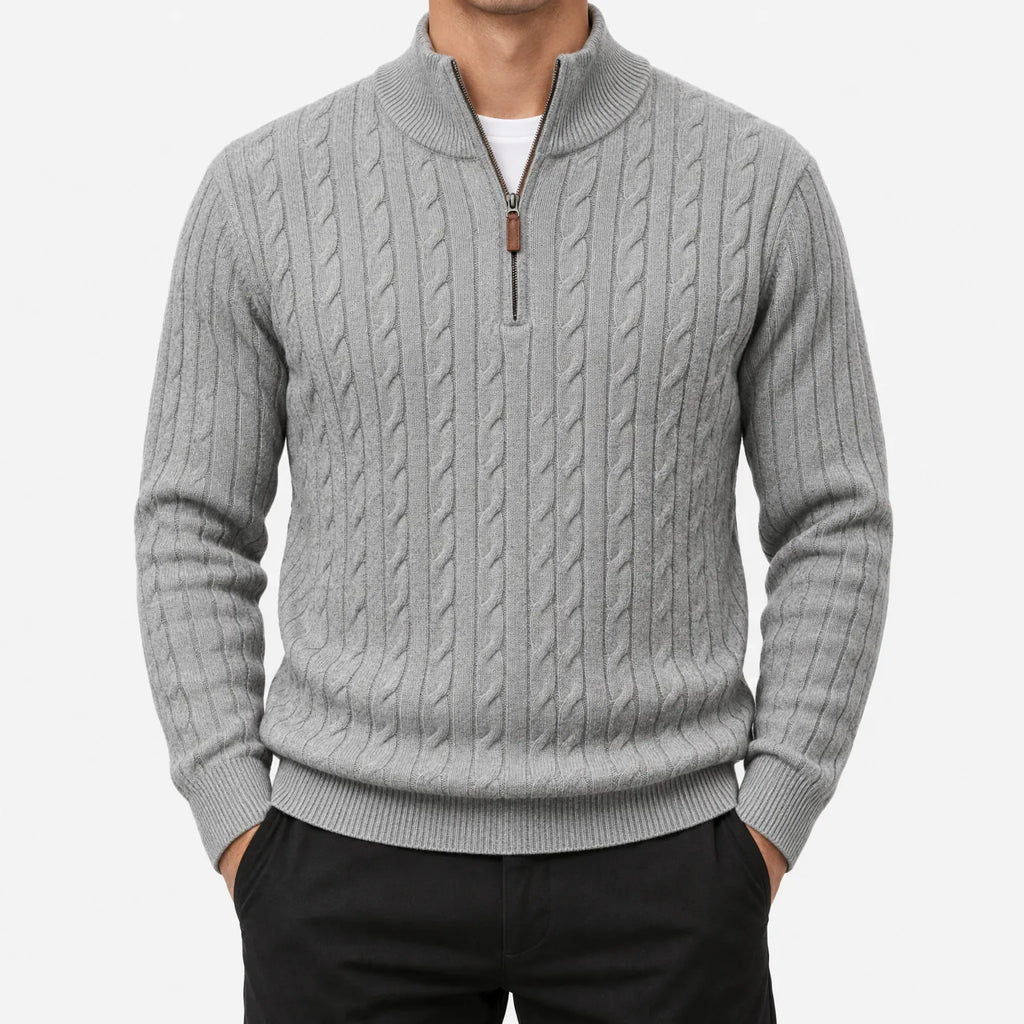Torlan - Men's Cable Knit Quarter Zip Jumper