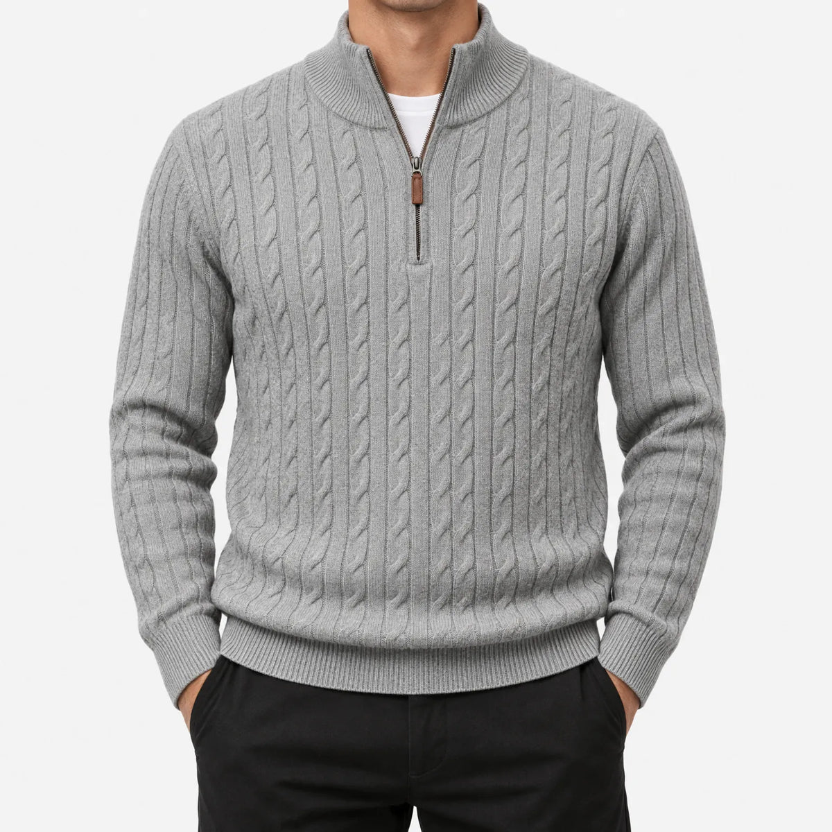 Torlan - Men's Cable Knit Quarter Zip Jumper