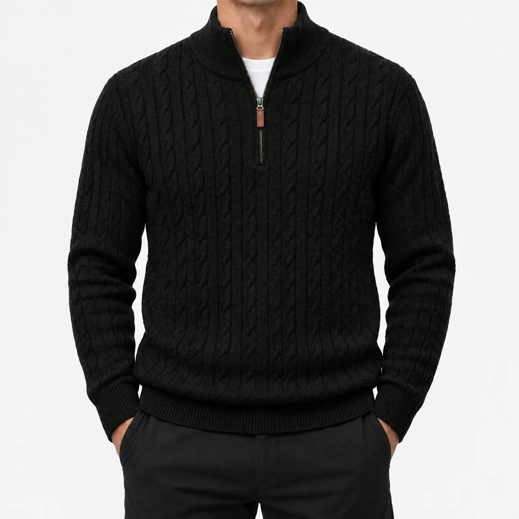 Torlan - Men's Cable Knit Quarter Zip Jumper