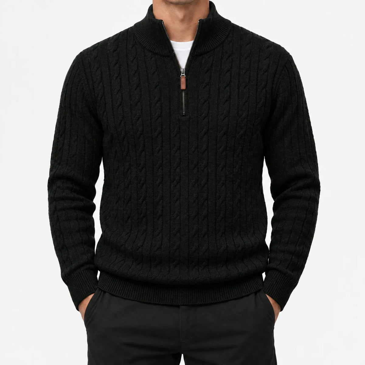 Torlan - Men's Cable Knit Quarter Zip Jumper