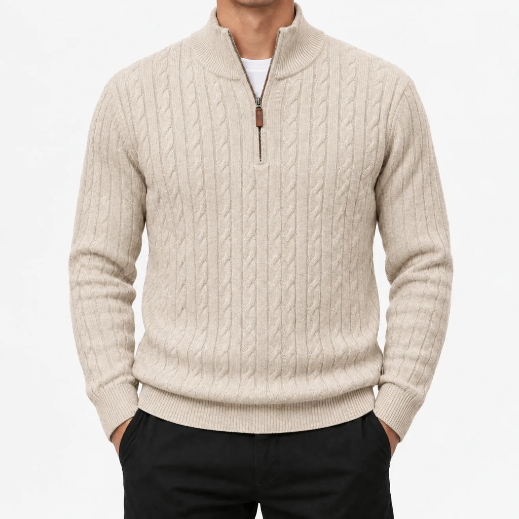 Torlan - Men's Cable Knit Quarter Zip Jumper