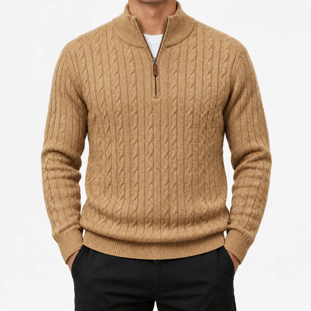 Torlan - Men's Cable Knit Quarter Zip Jumper