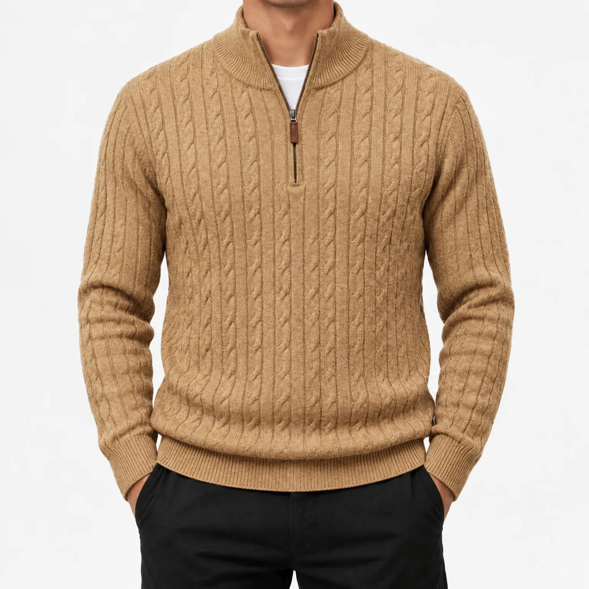 Torlan - Men's Cable Knit Quarter Zip Jumper